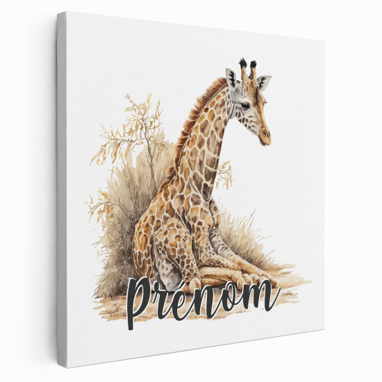 Tableau toile enfants personnalisée avec prénom - Girafe