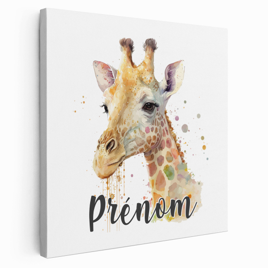 Tableau toile enfants personnalisée avec prénom - Girafe