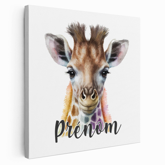 Tableau toile enfants personnalisée avec prénom - Girafe