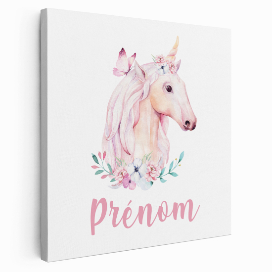 Tableau toile enfants personnalisée avec prénom - Licorne