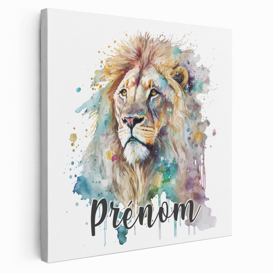 Tableau toile enfants personnalisée avec prénom - Lion coloré