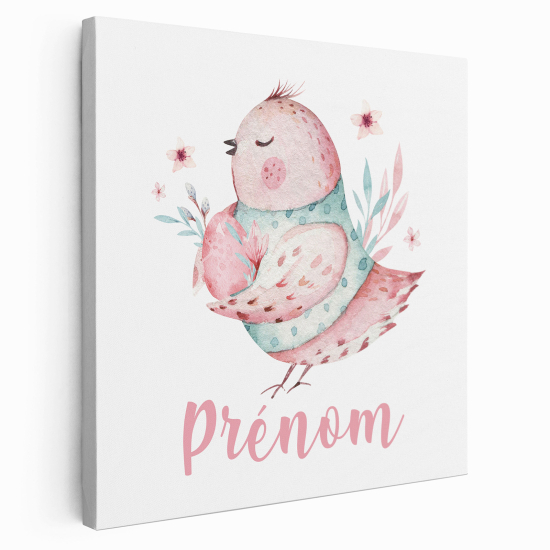 Tableau toile enfants personnalisée avec prénom - Oiseau