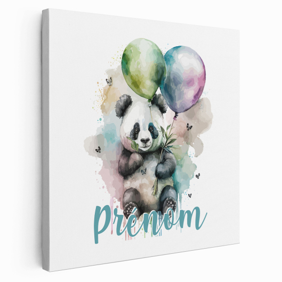 Tableau toile enfants personnalisée avec prénom - Panda Ballons