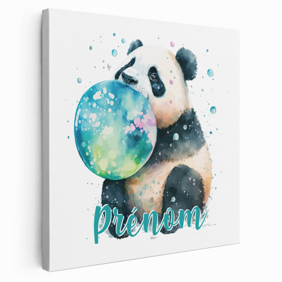 Tableau toile enfants personnalisée avec prénom - Panda bulle