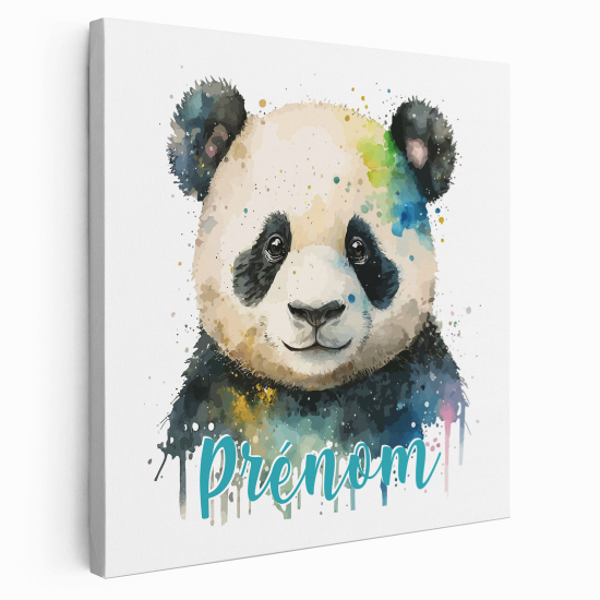 Tableau toile enfants personnalisée avec prénom - Panda coloré