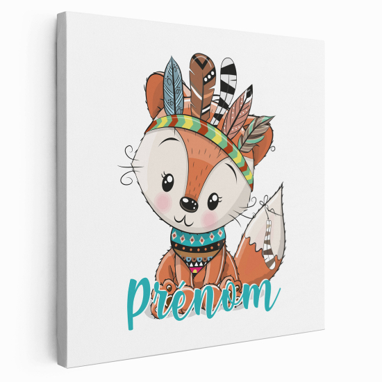 Tableau toile enfants personnalisée avec prénom - Renard indien