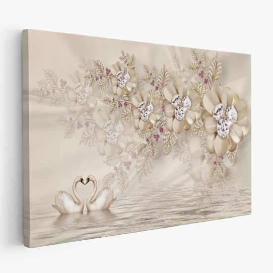 Tableau toile - Fleurs Cygnes