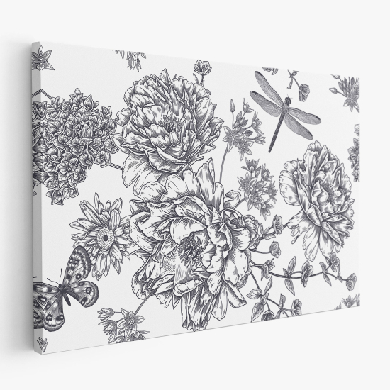 Tableau toile - Fleurs Libellule