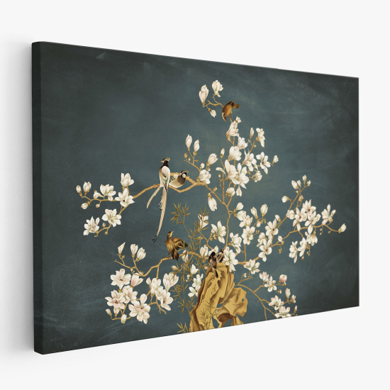 Tableau toile - Fleurs Oiseaux