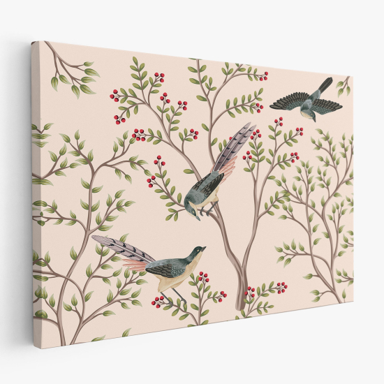 Tableau toile - Fleurs Oiseaux