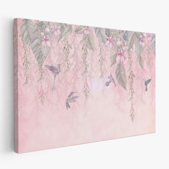 Tableau toile - Fleurs Oiseaux