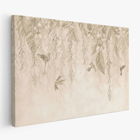 Tableau toile - Fleurs Oiseaux