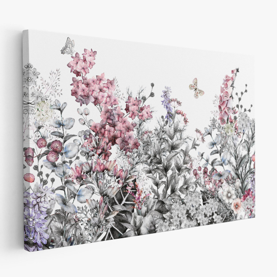 Tableau toile - Fleurs Papillons