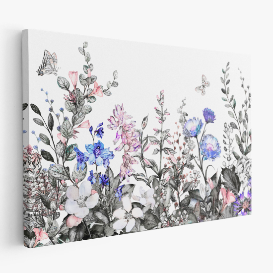 Tableau toile - Fleurs Papillons