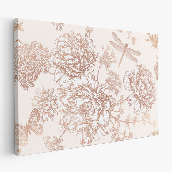 Tableau toile - Fleurs Papillons