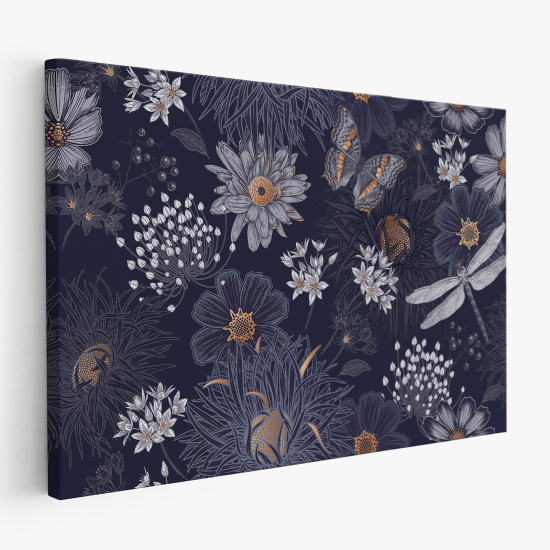 Tableau toile - Fleurs Papillons