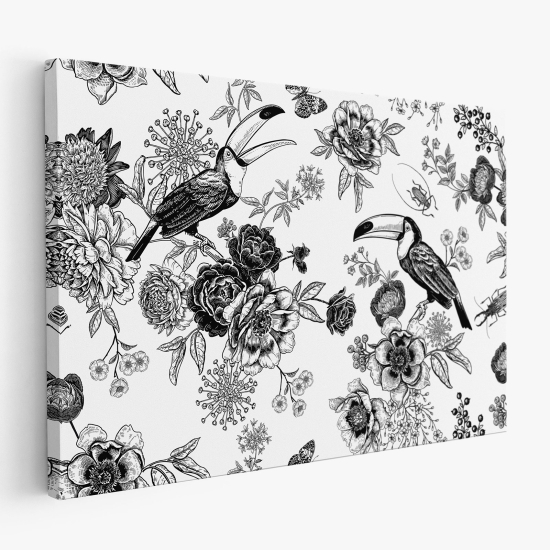 Tableau toile - Fleurs Toucan