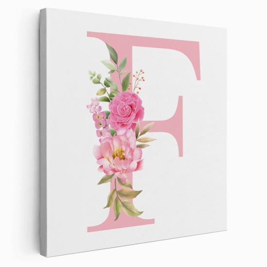 Tableau Toile Monogramme Carré - Lettre F