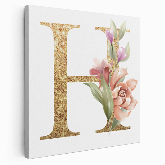 Tableau Toile Monogramme Carré - Lettre H