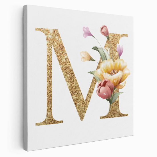 Tableau Toile Monogramme Carré - Lettre M