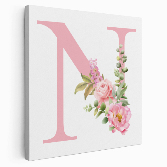 Tableau Toile Monogramme Carré - Lettre N