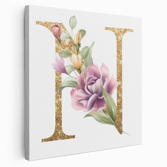 Tableau Toile Monogramme Carré - Lettre N