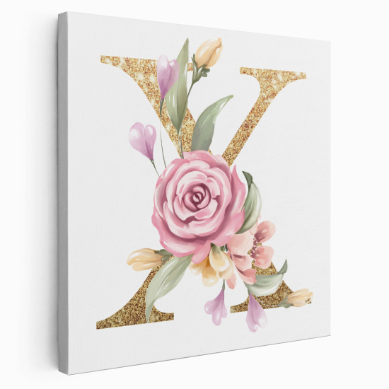 Tableau Toile Monogramme Carré - Lettre X