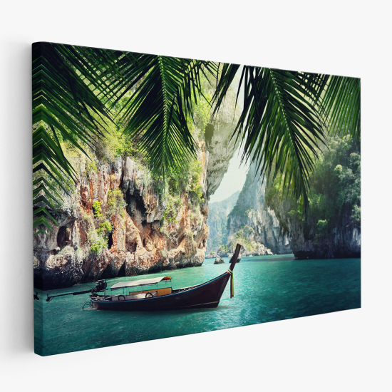 Tableau toile - Paradisiaque Bateau de plage Thaïlande