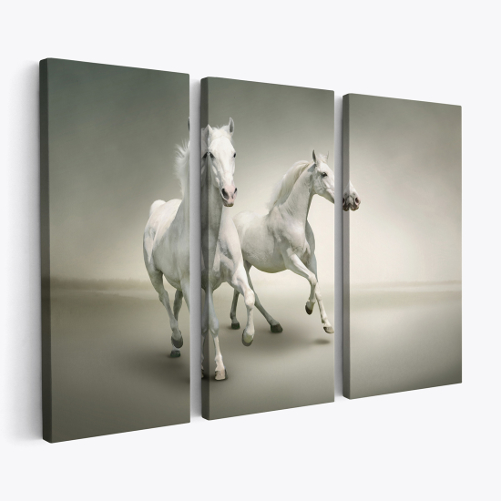 Tableau triptyque sur toile - Chevaux