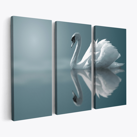 Tableau triptyque sur toile - Cygne