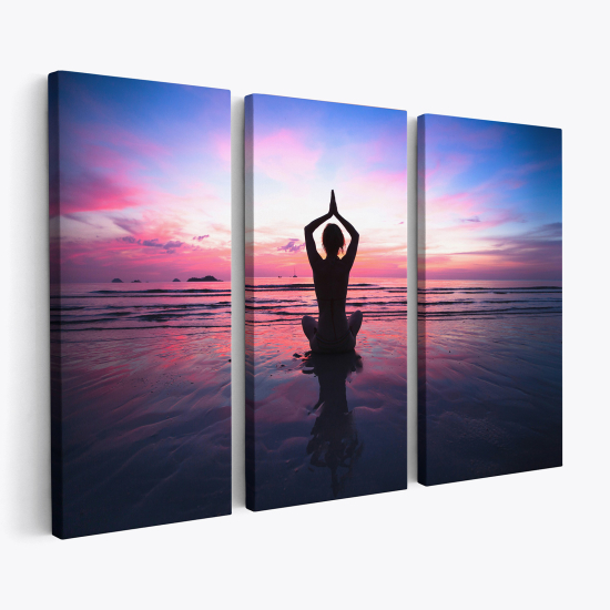 Tableau triptyque sur toile - Femme Zen yoga