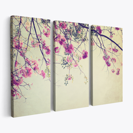 Tableau triptyque sur toile - Fleurs