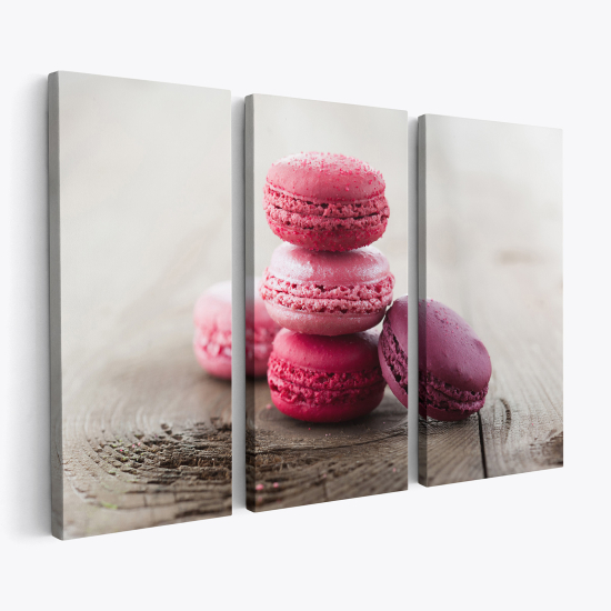 Tableau triptyque sur toile - Macarons