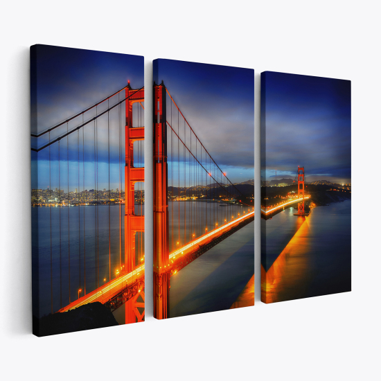 Tableau triptyque sur toile - New York Golden Gate