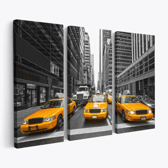 Tableau triptyque sur toile - New York Taxis