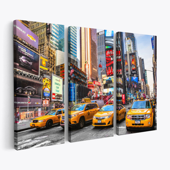 Tableau triptyque sur toile - New York Taxis