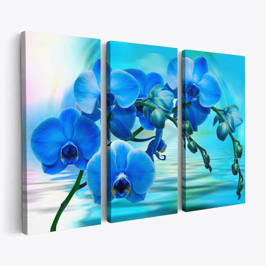 Tableau triptyque sur toile - Orchidées bleues