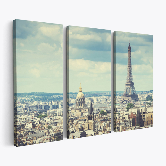 Tableau triptyque sur toile - Paris Tour Eiffel