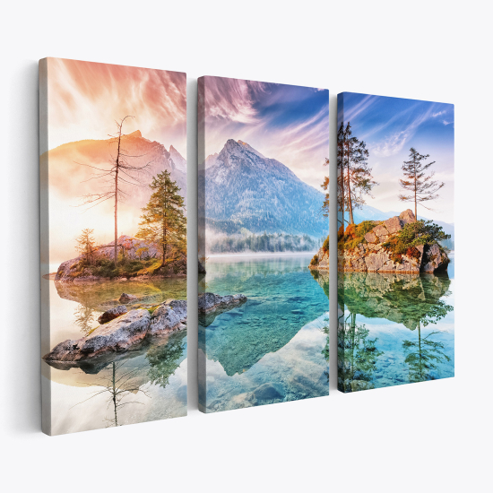 Tableau triptyque sur toile - Paysage Montagnes