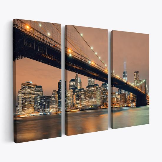 Tableau triptyque sur toile - Pont de Brooklyn New York