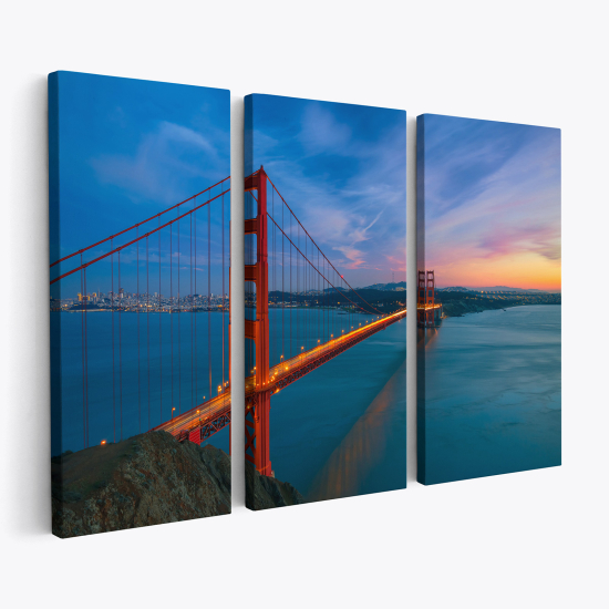 Tableau triptyque sur toile - Pont Golden Gate