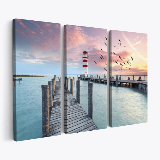 Tableau triptyque sur toile - Ponton Phare