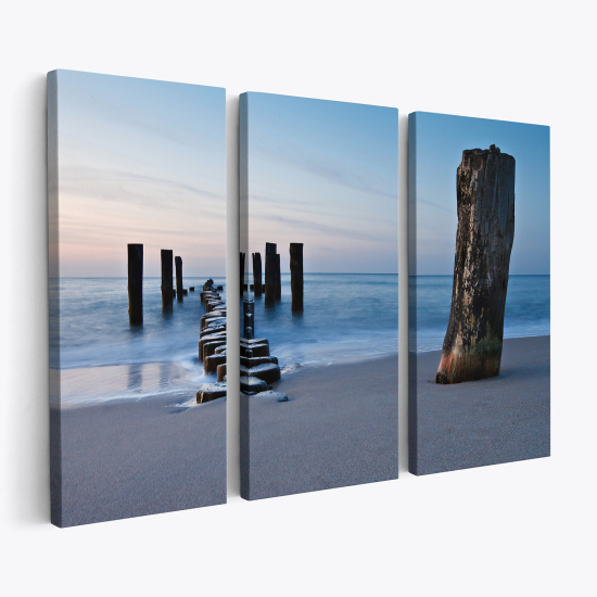 Tableau triptyque sur toile - Ponton vue sur la mer