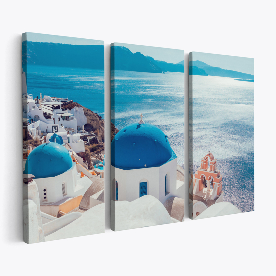 Tableau triptyque sur toile - Santorin