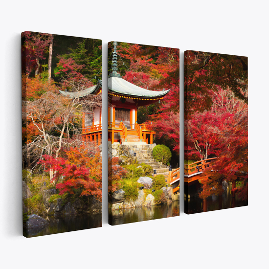 Tableau triptyque sur toile - Temple Japonais