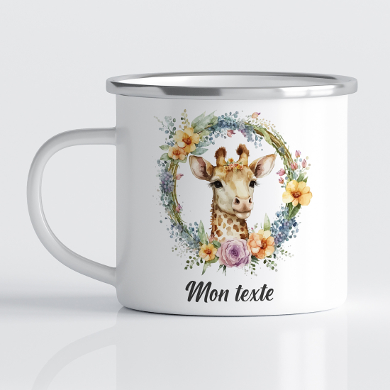 Tasse - Mug Émaillé Enfants - Girafe Floral