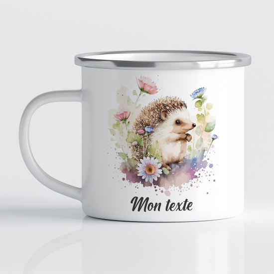 Tasse - Mug Émaillé Enfants - Hérisson fleurs