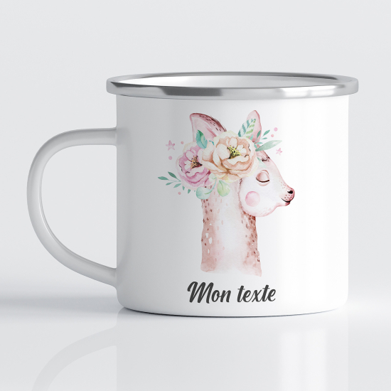 Tasse - Mug Émaillé Enfants - Lama Fleurs