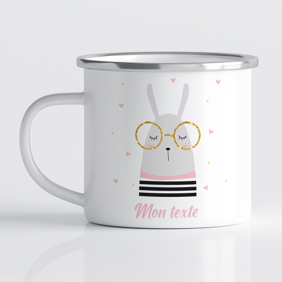 Tasse - Mug Émaillé Enfants - Lapin Lunettes