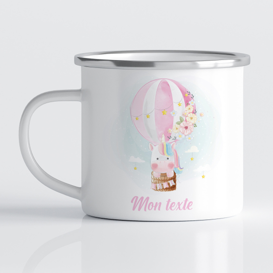 Tasse - Mug Émaillé Enfants - Licorne Montgolfière